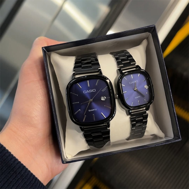 Casio Siyah Vintage Saat Seti Diamond