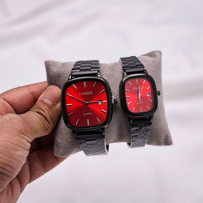 Casio Siyah Vintage Saat Seti Cherry Red
