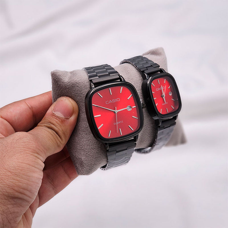 Casio Siyah Vintage Saat Seti Cherry Red