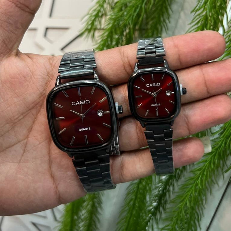 Casio Siyah Vintage Saat Seti Cherry Red
