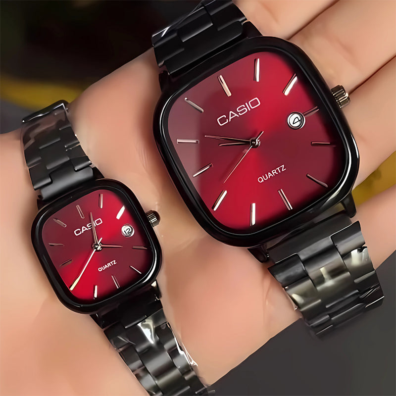 Casio Siyah Vintage Saat Seti Cherry Red