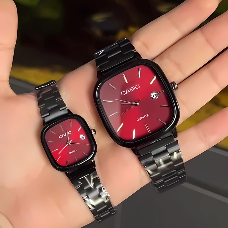 Casio Siyah Vintage Saat Seti Cherry Red