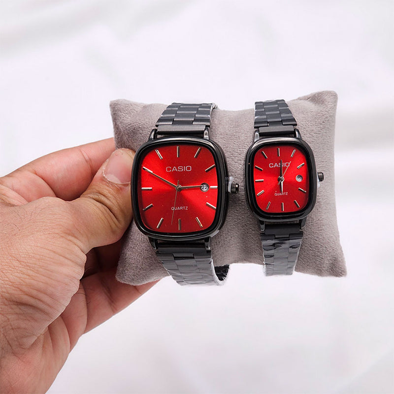 Casio Siyah Vintage Saat Seti Cherry Red